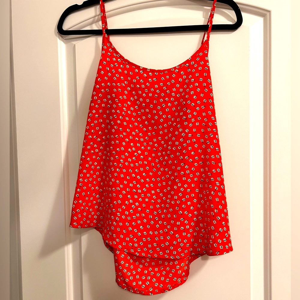 Silk blouse with lady bug pattern